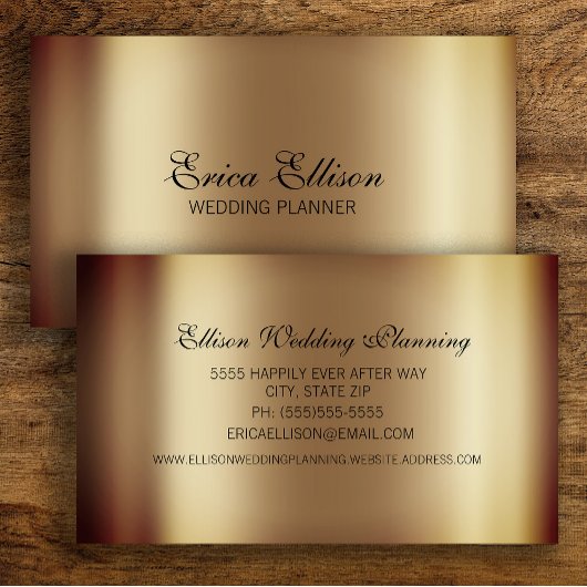 Elegante Moderne Minimal Metallic Gold Wedding Visitenkarte