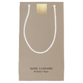 Elegante Moderne Minimal Pastel Beige Gold Kleine Geschenktüte (Vorderseite)
