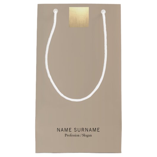 Elegante Moderne Minimal Pastel Beige Gold Kleine Geschenktüte (Vorderseite)