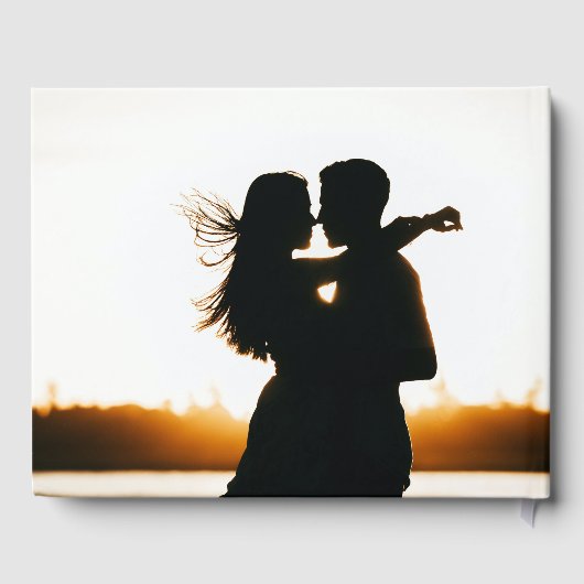 Elegante Moderne Minimal Schwarz/Weiß Hochzeit Gästebuch (Rückseite)