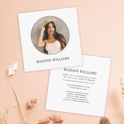 Elegante moderne Minimal Simple Foto Social Media Telefonnummerkarte