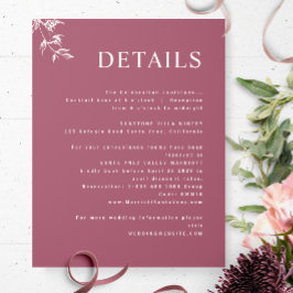 Elegante, moderne, minimale Burgund-Hochzeiten Det Begleitkarte