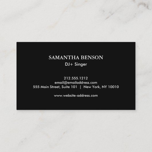 Elegante Moderne minimale DJ-Musik Visitenkarte (Rückseite)