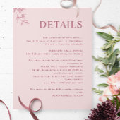 Elegante, moderne, minimale Dusty Pink Wedding Det Begleitkarte