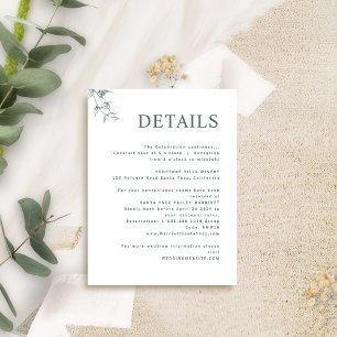 Elegante, moderne, minimale grüne Hochzeiten Detai Begleitkarte