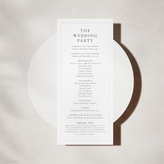 Elegante Moderne Minimale Hochzeit Programm