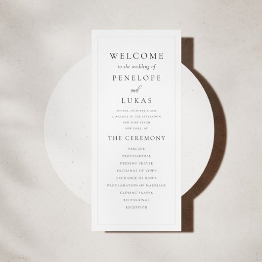 Elegante Moderne Minimale Hochzeit Programm