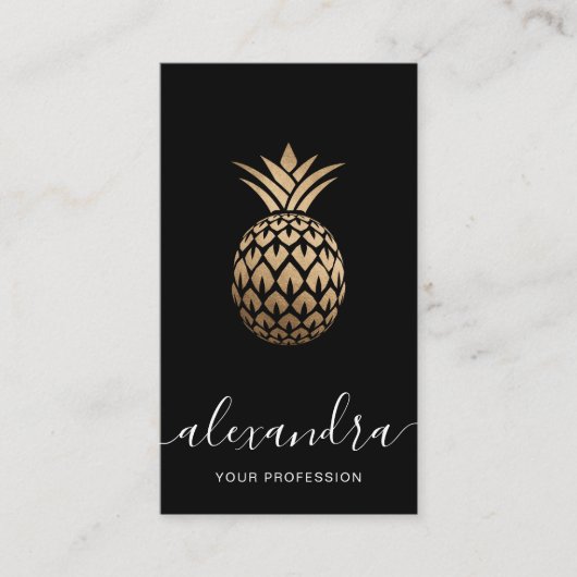 Elegante moderne, minimale Kupfergold-Ananas Visitenkarte (Vorderseite)