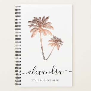 Elegante moderne, minimale Rose Gold & Weiß Palme Planer