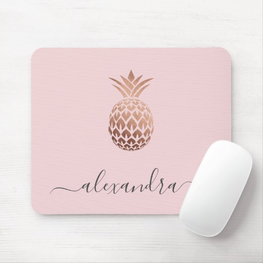 Elegante moderne minimale Rose Goldpink-Ananas Mousepad (Mit Mouse)