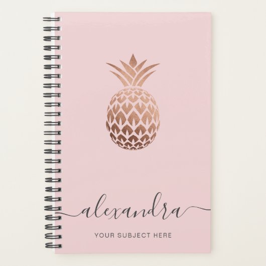 Elegante moderne minimale Rose Goldpink-Ananas Planer (Vorderseite)