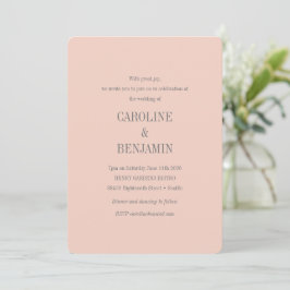 Elegante Moderne Minimalistisch Blush Gray Wedding Einladung