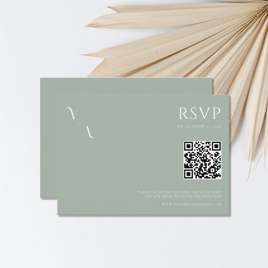 Elegante Moderne Minimalistisch Sage Green Wedding RSVP Karte