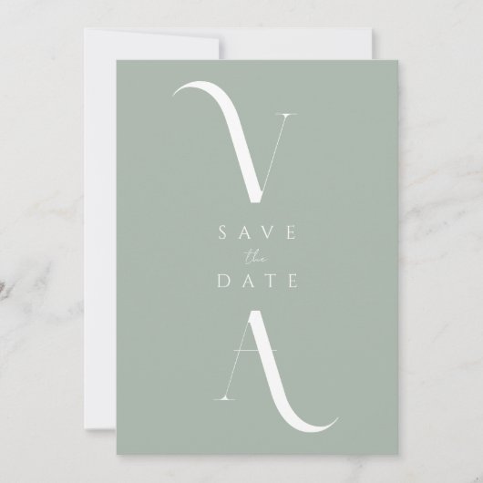 Elegante Moderne Minimalistisch Sage Green Wedding Save The Date (Vorderseite)
