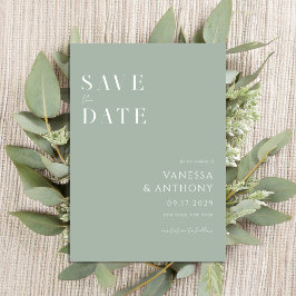 Elegante Moderne Minimalistisch Sage Green Wedding Save The Date