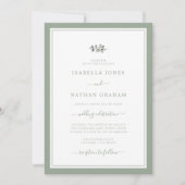 Elegante Moderne Minimalistisch Sage Script Weddin Einladung (Vorderseite)