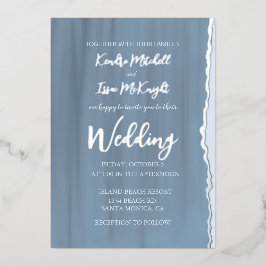 Elegante Moderne Minimalistisch Slate Blue Wedding Folieneinladung