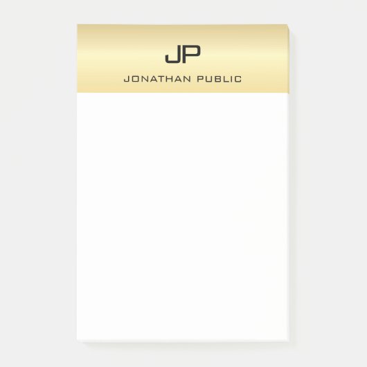 Elegante Moderne Minimalistisch Trendy Gold Schlic Post-it Klebezettel (Vorderseite)