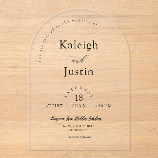 Elegante moderne Minimalistische Boho Arch Wedding Acryleinladungen