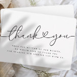 Elegante Moderne Minimalistische Einfache Hochzeit Dankeskarte<br><div class="desc">Besteht aus einfachen Serifen und spielerischer,  kursiver Schrift Typografie. Alles vor einem Hintergrund von reinem Weiß. Diese Elemente sind einfach,  unsinnig und modern. Dieses wurde von White Paper Birch Co. exklusiv für Zazzle entworfen. Abrufbar unter: http://www.zazzle.com/whitepaperbirch</div>