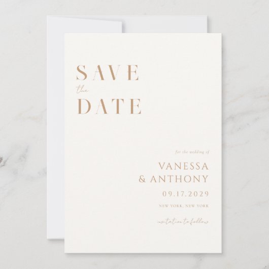 Elegante moderne Minimalistische Elfenbeinküste un Save The Date (Vorderseite)