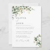 Elegante Moderne Minimalistische Eukalyptus-Hochze Einladung (Vorderseite)