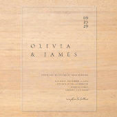 Elegante Moderne Minimalistische Hochzeit Acryleinladungen (Vorderseite)