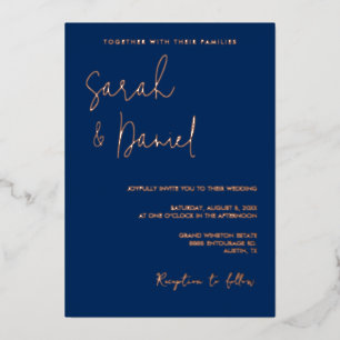 Elegante moderne Minimalistische Hochzeit der Mari Folien Feiertagskarte