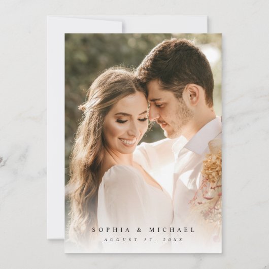 Elegante Moderne Minimalistische Hochzeit mit 2 Fo Einladung (Rückseite)