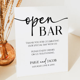 Elegante Moderne Minimalistische Hochzeit Open Bar Sockelschild