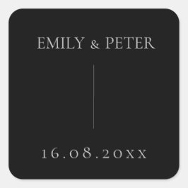 Elegante moderne Minimalistische Hochzeit Quadratischer Aufkleber
