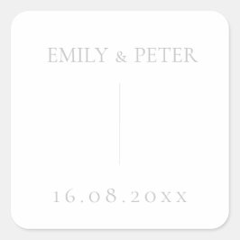 Elegante moderne Minimalistische Hochzeit Quadratischer Aufkleber