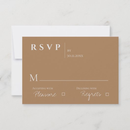 Elegante moderne Minimalistische Hochzeit RSVP Karte (Vorderseite)