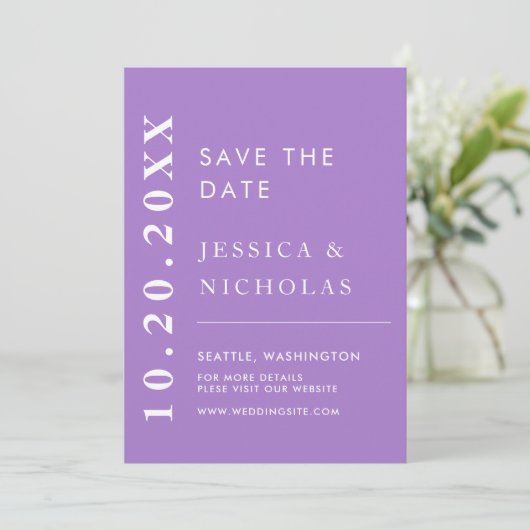 Elegante Moderne Minimalistische Hochzeit Save The Date (Stehend Vorderseite)