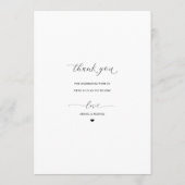 Elegante moderne Minimalistische Hochzeitsempfehlu Menükarte (Rückseite)