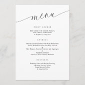 Elegante moderne Minimalistische Hochzeitsempfehlu Menükarte (Vorderseite)