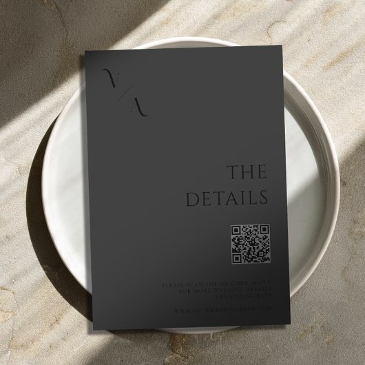Elegante Moderne Minimalistische Matte Black Weddi Begleitkarte