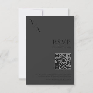 Elegante Moderne Minimalistische Matte Black Weddi RSVP Karte