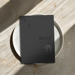 Elegante Moderne Minimalistische Matte Black Weddi RSVP Karte
