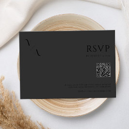 Elegante Moderne Minimalistische Matte Black Weddi RSVP Karte