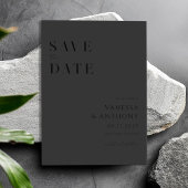 Elegante Moderne Minimalistische Matte Black Weddi Save The Date