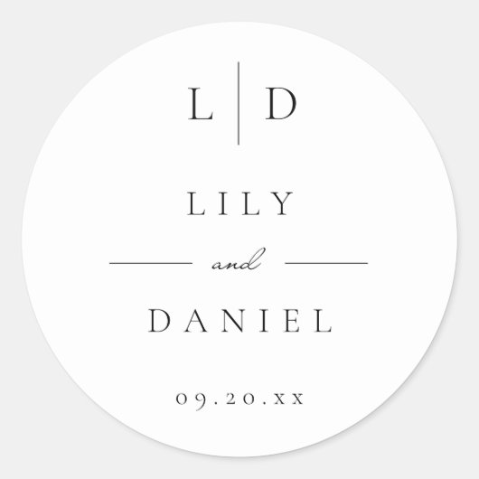 Elegante moderne Minimalistische Monogramm-Gastges Runder Aufkleber (Vorderseite)