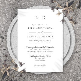 Elegante moderne Minimalistische Monogramm-Hochzei Einladung