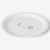 Elegante moderne Minimalistische Monogramm-Hochzei Pappteller (Schrägansicht)