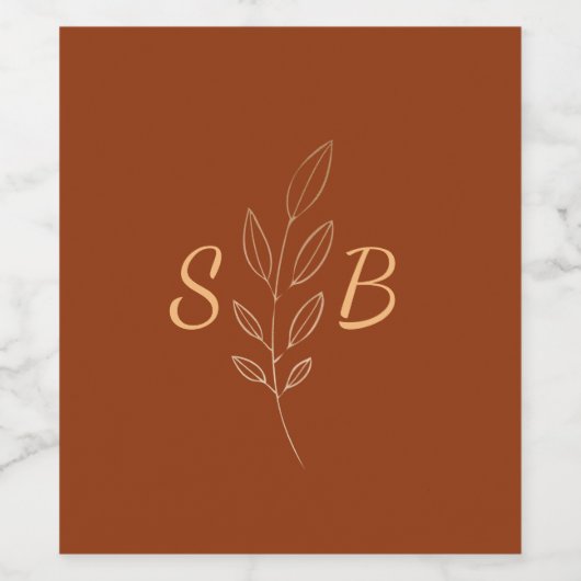 Elegante moderne Minimalistische Monogramm-Hochzei Weinetikett (Einzelnes Label)