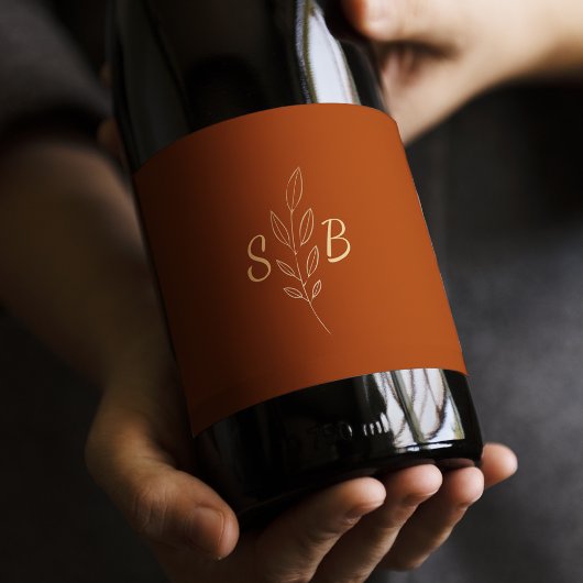 Elegante moderne Minimalistische Monogramm-Hochzei Weinetikett