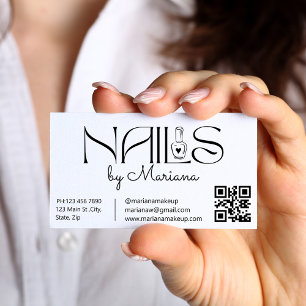 elegante moderne minimalistische QR-Code-Nägel-Kün Visitenkarte