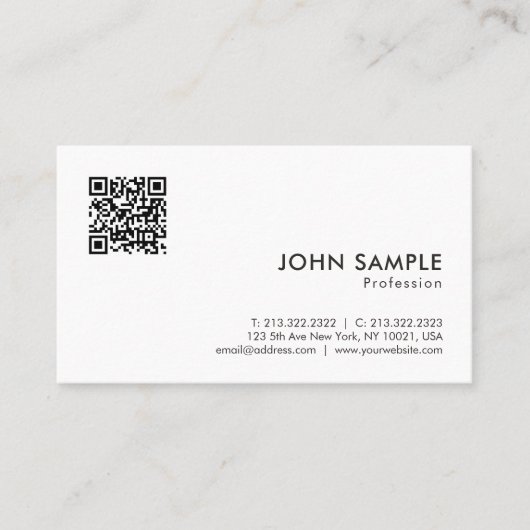 Elegante moderne Minimalistische QR-Code-Vorlage M Visitenkarte (Vorderseite)