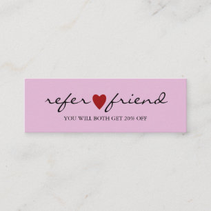 Elegante moderne minimalistische rote Herz-Empfehl Mini Visitenkarte