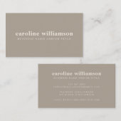 Elegante Moderne Minimalistische Rustikale Taupe Visitenkarte (Vorne/Hinten)